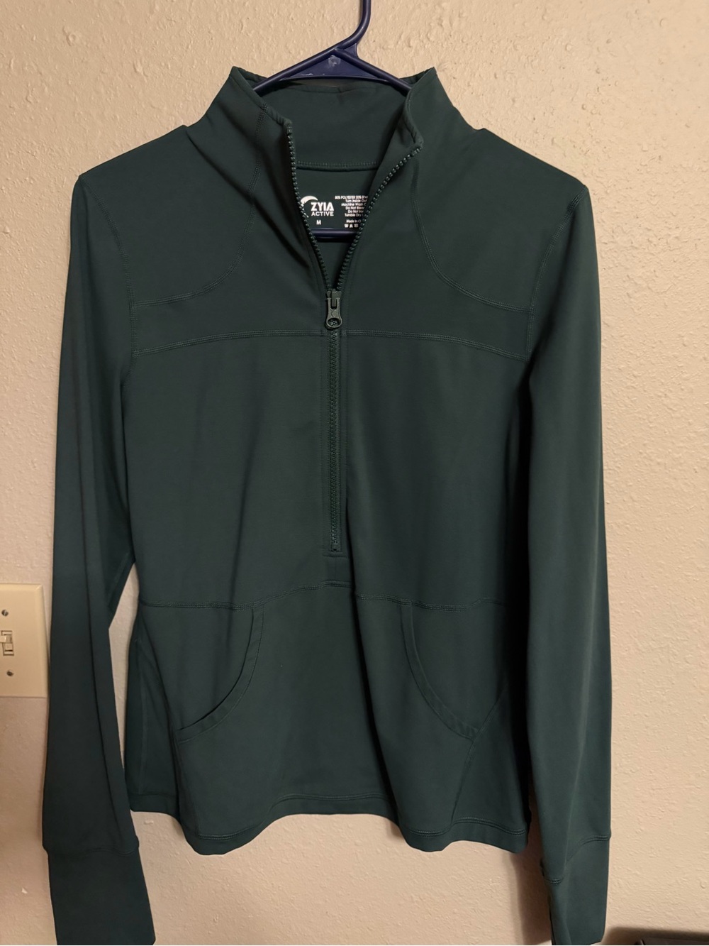 ZYIA Forest Green Quarter-Zip Pullover Hoodie